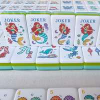 Meilleures ventes : Jeu de tuiles de Mahjong américain, plaqué or sirène, en acrylique cristallin, résistant à l'eau, pliable et portable, thème Océan Bleu Marin