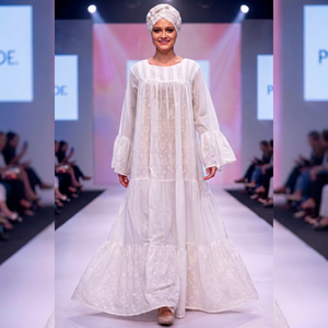 Vestido Largo Kaftan de Lujo de Encaje de Algodón Blanco para Mujer, Bordado Chikankari, Ropa Étnica Africana, Elegante y Modesto para Ocasiones Especiales - Product Image 4
