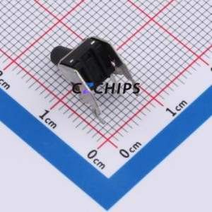 TS6610ZJ 022 Tactile Switch Bent Lead Through Hole-4P,7.3x6.1mm Single Pole Single Throw Round Button 2.5N Right Angle Insert - Product Image 2