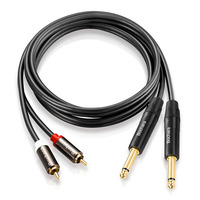 Câble audio professionnel blindé tressé Bochara 2RCA vers 2x6,35 mm double 1/4 pouce TS OFC