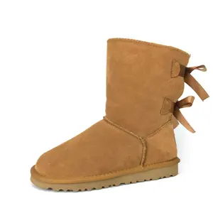 Botas femininas antiderrapantes, botas femininas com salto plano e antiderrapante, sapato confortável para outono e inverno