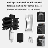 Mise à niveau du kit Hotend en acier trempé 0.2/0.4/0.6/0.8mm pour Bambu Lab X1C, P1 Series All Metal Integerted Desizn Hot End Nozzle Kit