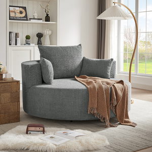 Sillón Redondo Moderno Giratorio de 360° con 3 Cojines Extraíbles, Ecológico e Impermeable para Sala de Estar, Oficina en Casa y Hotel - Product Image 3