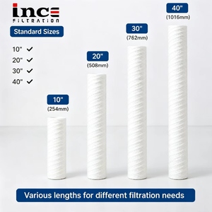 Cartouche filtrante enroulée en gros 10 20 30 40 pouces en coton PP polyester 5 10 20 50 100 microns - Product Image 2