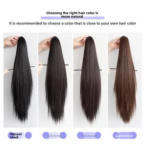 Perruque <span class=keywords><strong>queue</strong></span> <span class=keywords><strong>de</strong></span> <span class=keywords><strong>cheval</strong></span> synthétique en fibre haute température pour <span class=keywords><strong>femme</strong></span>, avec pince, super longue, naturelle et réaliste, style tressé <span class=keywords><strong>de</strong></span> célébrité cyber - Product Image 3