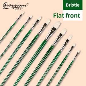 Pincel de cerdas de cerdo de cabeza plana <span class=keywords><strong>Giorgione</strong></span>, paquete individual, mango largo de plástico, para pintura al óleo y gouache, ideal para estudiantes de arte. - Product Image 1