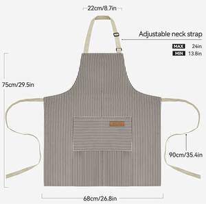 <b>Aprons</b> <b>Kitchen</b> Cooking <b>Aprons</b>, Adjustable Bib Soft Chef <b>Apron</b> With 2 Pockets for Men Women (Black/Brown Stripes) - Product Image 3