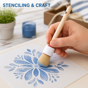 Ensemble de pinceaux à poils naturels ronds, 6 tailles, manche en bois, trou de suspension, pochoir de marquage, <span class=keywords><strong>pinceau</strong></span> de détail pour cirage et <span class=keywords><strong>peinture</strong></span> - Product Image 1
