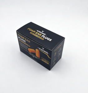 Scatola di <span class=keywords><strong>Carta</strong></span> Personalizzata Nera Opaca con Stampa Dorata per Tappi per Orecchie in Schiuma, Confezione in Cartone con Coperchio Ribaltabile e Grafica del Prodotto - Product Image 1