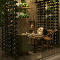 Aoleidun Meuble à vin sur pied de style industriel en acier inoxydable, présentoir mural pour bouteilles, modèle HB-087