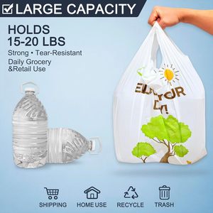 Sac de courses blanc « Merci » pour t-shirts, réutilisable et jetable, pour supermarché - Product Image 3