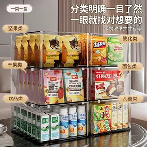 Fridge Organizer Rectangular Transparent Plastic Storage <b>Basket</b> With Handle For Kitchen Food Snack Organization - Product Image 2