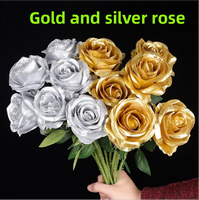 Grenzüberschreitend Beliebte Künstliche Goldene und Silberne Seidenrosen für Hochzeit, Heimdekoration und Fotografie