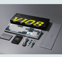 Teclado Mecánico VGN V108 Tri-Modo, 108 Teclas, Tamaño Completo, Gasket, Hot Swap, RGB, Keycaps PBT, 8000mAh, para Juegos y Oficina