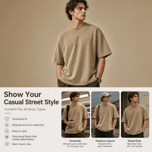 Camiseta de algodón de alto gramaje para hombre 275G, estilo vintage lavado, oversize, hombros caídos, corte holgado, streetwear, camiseta de verano, venta al por mayor - Product Image 4