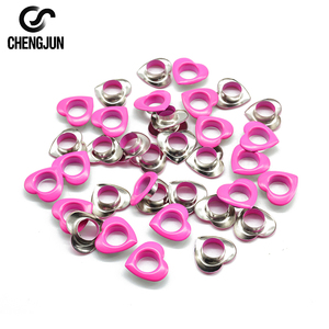 Kaplama teknikleri pembe kalp şekilli kuşgözü tokaları 10mm bronz halkalar giyim için ayakkabı çantaları - Product Image 1