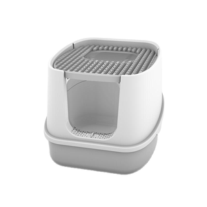 Caja de Arena Inteligente para Gatos, Ecológica, de Plástico PP Gris, con Capacidad de 20L, Peso de 2kg, Fácil de Limpiar, Diseño Cuadrado - Product Image 1