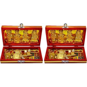 PARIJAT HANDICRAFT Diwali Puja Set Sri Dhan Laxmi-Kuber Bhandari Yantra Laiton 4 pièces pour Pujas de vacances et cadeaux - Product Image 2