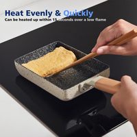 Poêle à Tamagoyaki carrée, poêle à omelette japonaise, poêle à œufs antiadhésive, compatible induction, avec spatule en silicone blanc, sans PFAS, compatible four, ensemble