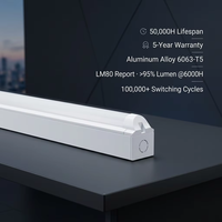 Barre lumineuse LED à 3 températures de couleur, 2ft 4ft 5ft, avec couvercle en PC, IP20, CRI80, 220-240V AC, remplacement de fluorescent T5-T10, garantie 5 ans