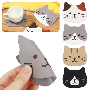 Posavasos de Silicona con Forma de Gato de Dibujos Animados, Antideslizantes y Resistentes al Calor, Ideales para Café y Uso en Mesa, Venta al Por Mayor - Product Image 1