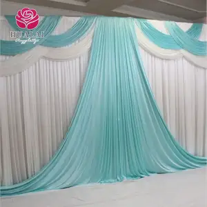 エレガントなデザインカスタムアイスシルクスワッグドレープ背景カーテンパーティーステージ結婚式イベント装飾用
