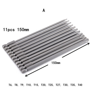 Juego de brocas magnéticas huecas de estrella de seguridad, mango hexagonal 1/4, puntas de Torx de agujero medio, puntas de destornillador de seis estrellas de 50mm, 75mm, 100mm y 150mm - Product Image 3