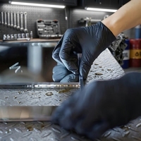 Gants de travail jetables en nitrile texturé diamanté, robustes, écologiques, imperméables, résistants à l'huile et antidérapants pour le toilettage des chiens et l'automobile