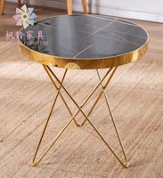 Meubles de maison de Style moderne de conception de luxe nordique Base en acier inoxydable doré argenté Table d'angle latérale ronde en marbre ST013