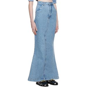 Jupe longue en jean bleu 100 % coton personnalisée, évasée, à queue de poisson, pour femme - Product Image 3