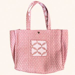 Bolso Hobo Grande Personalizado con Estampado Rosa, Bolso de Mano con Correa Larga para Mujer, Bolso de Compras para Playa y Aire Libre, Bolso de Hombro de Algodón con Volantes - Product Image 3