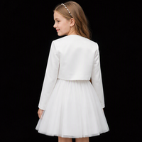 D1378 Veste de mariage unie à col rond et manches longues, châle pour robe de mariée pour enfants