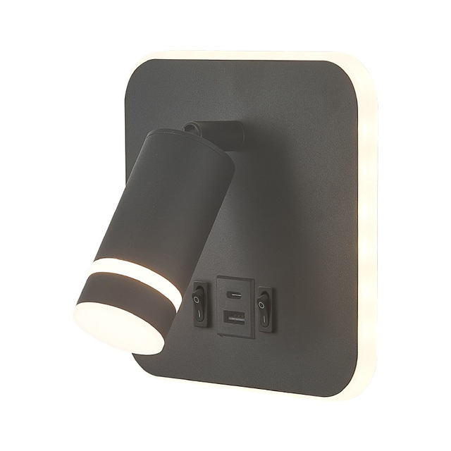 BGST USB Rechargeable LED Wall Light 350 Degree Rotate Iron Bracket Touch Dimmable Mounted Reading Lamp for Bedroom