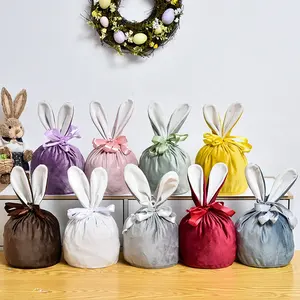 9 renkler özel İpli Bunny şeker paskalya hediyeler için hediye çantası lüks kişiselleştirilmiş kadife Bunny kulak hediye kesesi