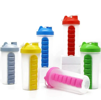 Vaso mezclador deportivo de 600 ml con asa, organizador de pastillas para 7 días, con cierre, para beber directamente, apto para microondas, directo de fábrica