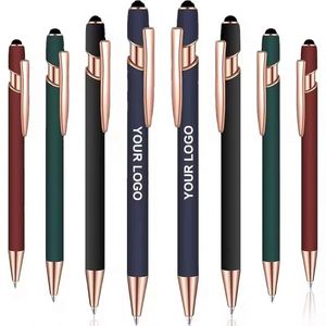 Promotional Rubber Ball Stylus Rose Gold Metal <b>Pen</b> With Custom Logo - Product Image 6