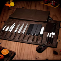 Sac de rangement pliable pour ustensiles de cuisine en gros, sac de transport en cuir pour couteaux, étui portable en toile pour couteau de chef, sac à roulettes