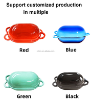 Ustensile de cuisson indispensable pour les passionnés : Pot à pain ovale en fonte émaillée 2,8 QT, anti-rouille, 2-en-1, disponible en plusieurs couleurs