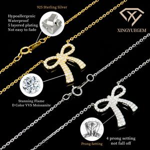 Collier nœud papillon en moissanite couleur DEF, élégant, cadeaux d'anniversaire, cadeaux de mariage, cadeaux de fête, cadeaux de vacances - Product Image 3
