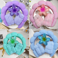 Ensemble de bandeaux élastiques en tissu éponge de flanelle et de pinces à cheveux Plumeria pour femmes, 18 cm, accessoires de fête