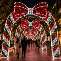 Guirlande lumineuse LED multi-arche répétée rouge, blanc, vert, motif nœud papillon, pour tunnel de Noël, décoration de passage de boulevard commercial, IP65 CE