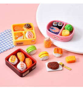 Boîte à bento de simulation de dessin animé, accessoires en résine alimentaire, maison de poupée, rouleau de sushi, <span class=keywords><strong>steak</strong></span>, décoration de table DIY, ornements - Product Image 2