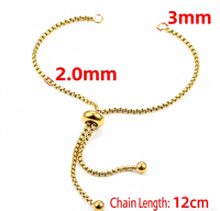 Fermoir circulaire réglable en acier inoxydable plaqué or 18 carats avec perles de verre pour la fabrication de bracelets