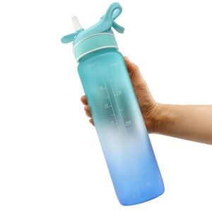 Botella de Agua Deportiva de 1000 ml (32 oz) con Logotipo Personalizado, Degradado, Marcador de Tiempo, Pajita, Tapa Abatible y Pulverizador para Gimnasio y Actividades al Aire Libre - Product Image 2