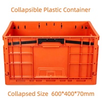 Caisse en plastique à parois solides pliable et empilable, conteneur pliable pour la logistique UE, avec poignées pour le stockage en entrepôt