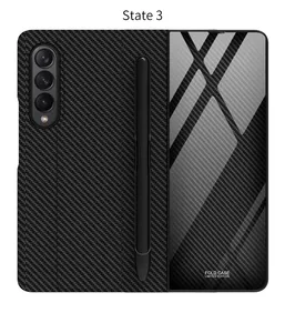 GKK – coque de téléphone portable pour Samsung Galaxy z Fold 4, couverture arrière en verre PU cuir avec fente pour stylo, étui de téléphone portable fold 4