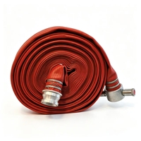 Tuyau d'incendie flexible plat de 2,5 pouces * 30 mètres, tuyau d'incendie en caoutchouc rouge avec raccords standard, dispositif d'extinction d'incendie