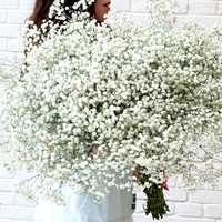 Buket Bunga Gypsophila Buatan Sentuhan Lembut 4 Tangkai Bunga Karet Langit Berbintang untuk Pernikahan, Pengantin, Dekorasi Rumah