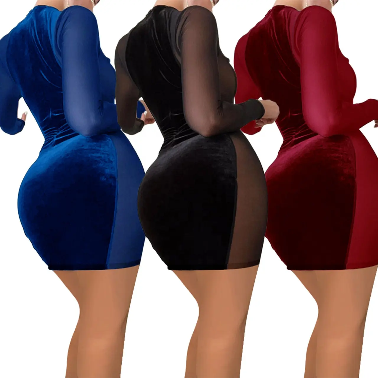 गर्म बिक्री स्प्रिंग समर महिलाओं Bodycon ड्रेस पार्टी Clubwear पतला Stretchy जाल सेक्सी कपड़े महिलाओं रात