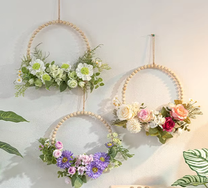 Ghirlanda di perle di legno, <span class=keywords><strong>zucca</strong></span> e rose, fiori artificiali ecologici per Halloween, festa della mamma, feste di famiglia, festa del raccolto - Product Image 3